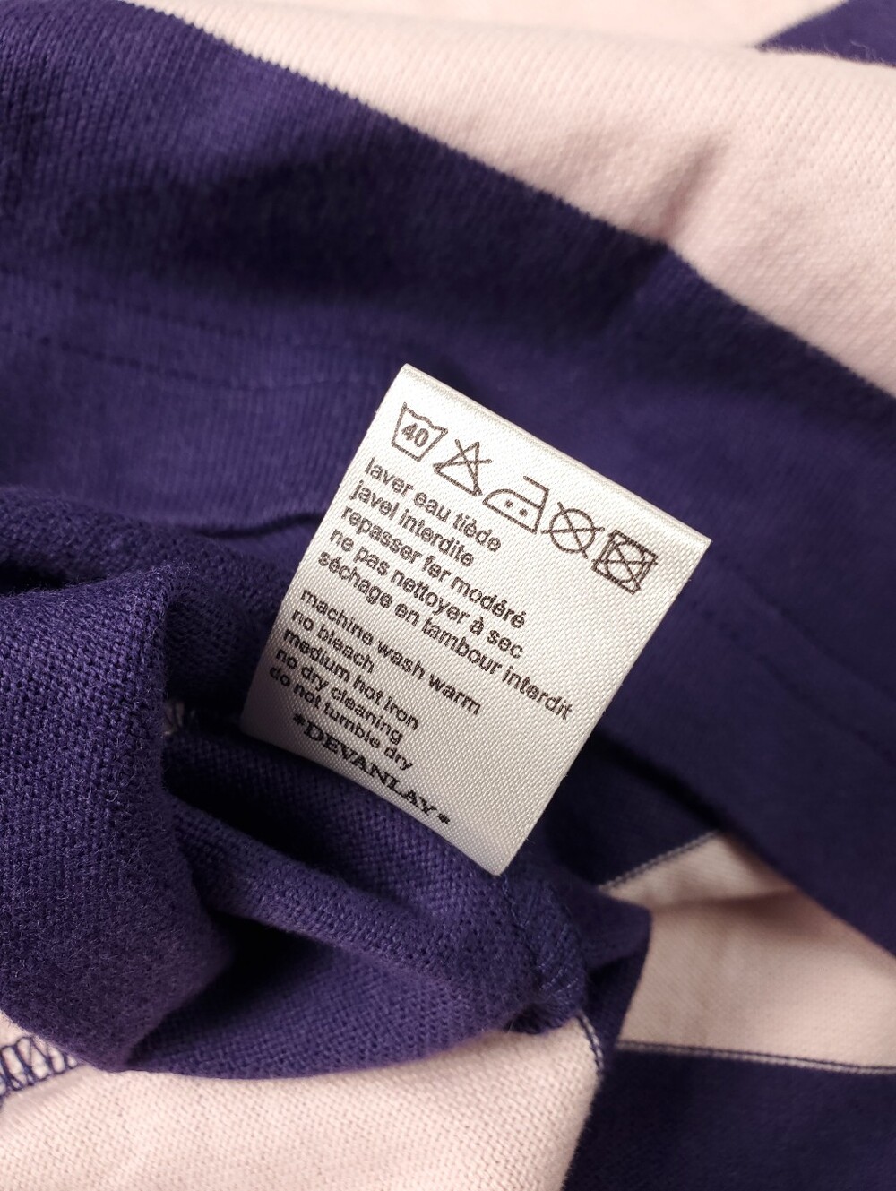 Lacoste Rugby Polo Shirt 2XL Long Sleeve Striped Purple Pink Contrast Collar - Picture 10 of 11
